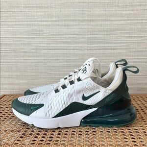 Nike White and Green Sneakers with Air Max Cushioning